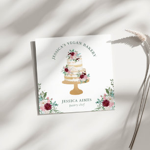 Bäckerei Konditorei Koch Floral Cake Business Card Quadratische Visitenkarte