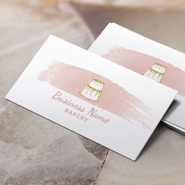 Bäckerei Konditorei Koch Gold Cake Logo Blush Wass Visitenkarte (Von Creator hochgeladen)