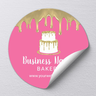 Bäckerei Konditorei Koch Gold Cake Logo Sweet Pink Runder Aufkleber