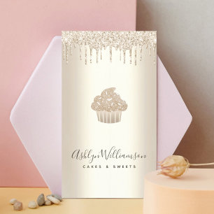 Bäckerei Konditorei Koch Gold Glam Glitzer Tropfen Visitenkarte