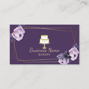 Bäckerei Konditorei Koch Gold Süßkuchen Lila Blume Visitenkarte