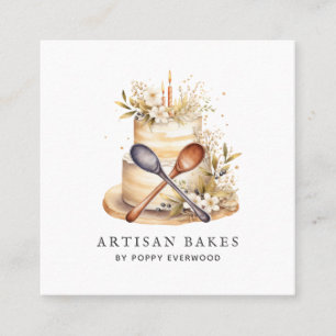 Bäckerei Konditorei Koch Kuchen Utensid Quadratische Visitenkarte