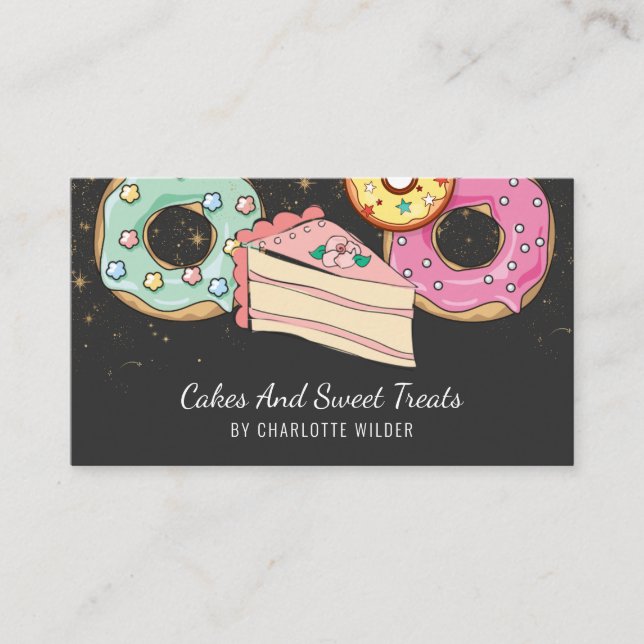 Bäckerei Konditorei Koch Pink Blue BlackBusiness C Visitenkarte (Vorderseite)