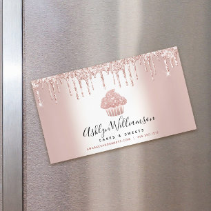 Bäckerei Konditorei Koch Rose Gold Glitzer Tropfen Magnetische Visitenkarte