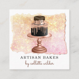 Bäckerei Konditorei Koch Rose Gold Tropfen Quadratische Visitenkarte