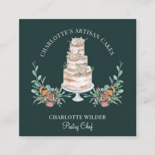 Bäckerei Konditorei Koch Watercolor Blumenkuchen S Quadratische Visitenkarte
