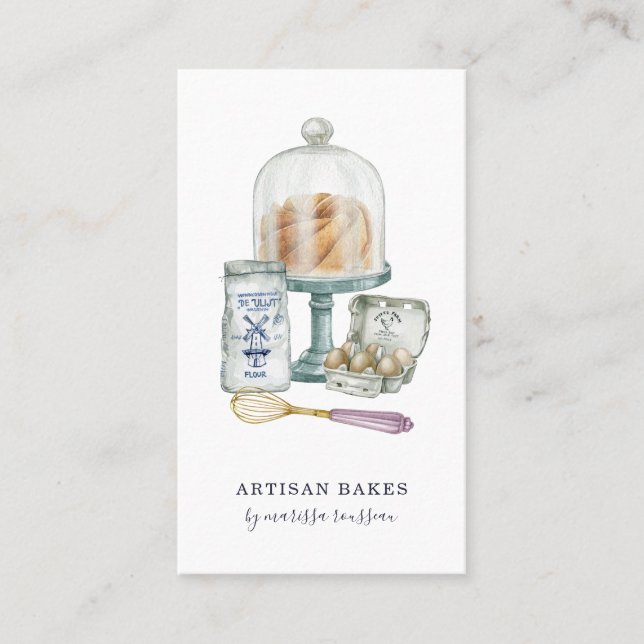 Bäckerei Konditorei Koch Watercolor Business Card Visitenkarte (Vorderseite)