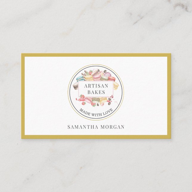 Bäckerei Konditorei Koch Watercolor Pink Goldene D Visitenkarte (Vorderseite)