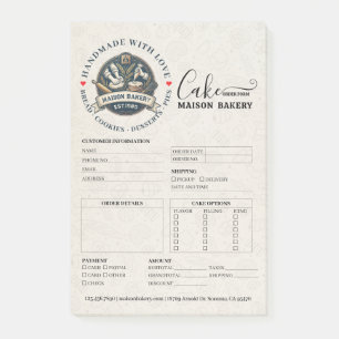 Bäckerei Konditorei Kuchenbäcker Bestellformular Post-it Klebezettel