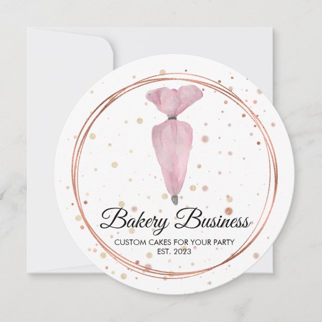 Bäckerei Konditorei Patisserie Wasserfarben Kuchen Einladung (Vorderseite)