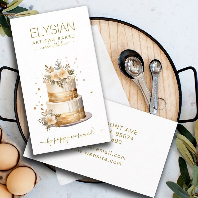Bäckerei Konditorgebäck Koch Beige Gold Visitenkarte (Von Creator hochgeladen)