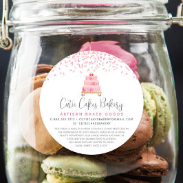 Bäckerei Kuchen Blush Pink Sprinkles Dessert Recht Runder Aufkleber