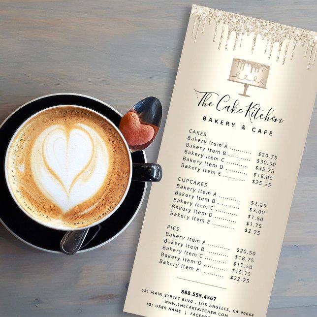 Bäckerei Kuchen Gold Glitzer Konditorei Koch Desse Werbekarte (Von Creator hochgeladen)