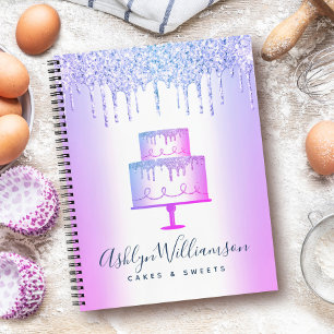 Bäckerei Kuchen Lila Glitter Tropfen Kuchen Kondit Notizbuch