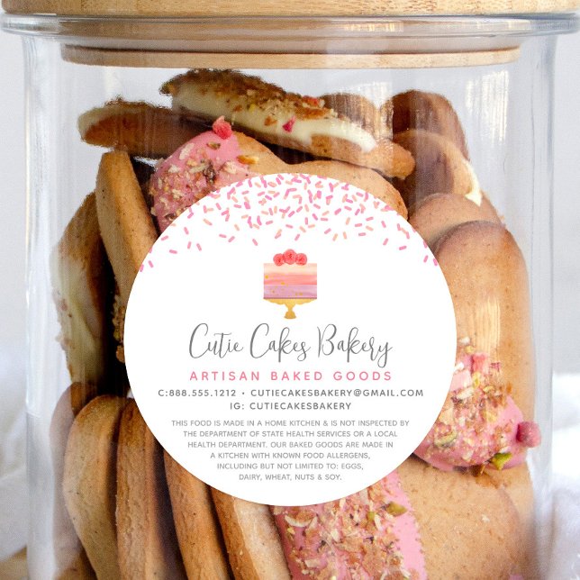 Bäckerei Kuchen Pink Ombre Sprinkles Dessert Recht Runder Aufkleber (Von Creator hochgeladen)