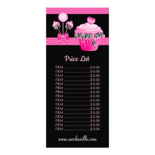 Bäckerei Kuchen Pop Cupcake Preisliste Rack Card Werbekarte