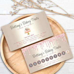 Bäckerei-Kuchen-Rosa-Glittertropfen auf Gold-Ombre Treuekarte