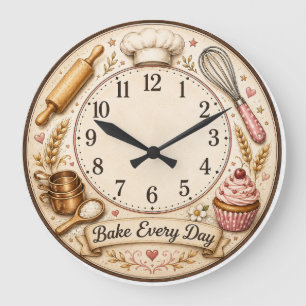Bäckerei Küchen Wanduhr Schneebesen und Cupcake De