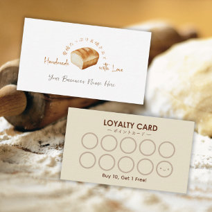 Bäckerei Kundenloyalty Card Brot Loaf Wasserfarbe Visitenkarte