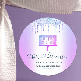 Bäckerei Lila Glitzer Tropfen Kuchen Konditorei Ko Runder Aufkleber