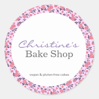 Bäckerei-Logo-Aufkleber Etikett FLORAL VINTAGE Runder Aufkleber