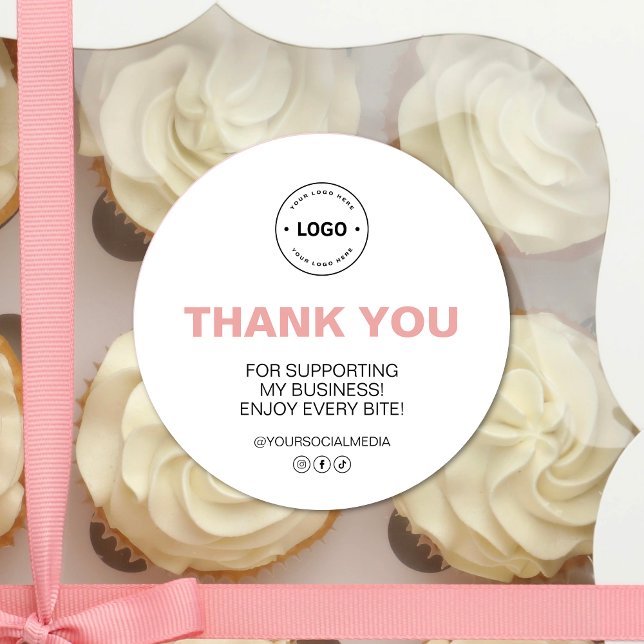 Bäckerei-Logo Danke  Runder Aufkleber (Bakery Logo Thank You Classic Round Sticker)