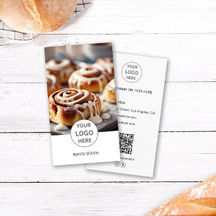 Bäckerei-Logo-Foto-QR-Code Weiße Visitenkarte