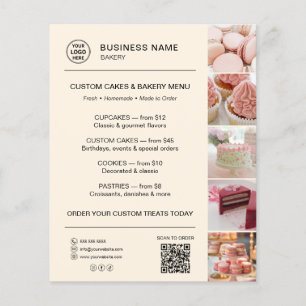 Bäckerei-Menü Benutzerdefiniertes Logo QR-Code Cre Flyer