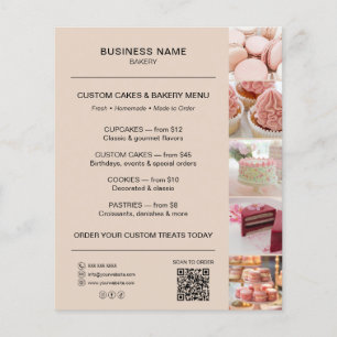 Bäckerei-Menü-Flyer-Vorlage QR-Code Mocha Braun Flyer