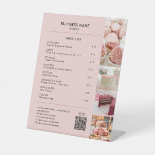 Bäckerei Minimal rosa Custom Foto QR Preisliste Sockelschild