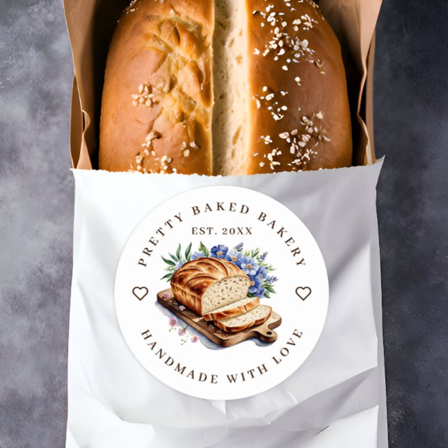 Bäckerei Modernes Aquarellbrot Runder Aufkleber (Von Creator hochgeladen)