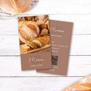 Bäckerei-Monogramm-Logo-Foto-QR-Braun Visitenkarte