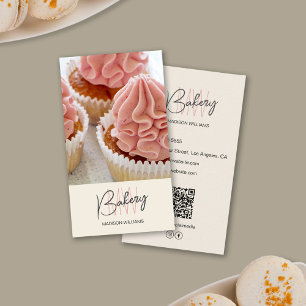 Bäckerei-Monogramm-Logo Individuelles Foto QR Crem Visitenkarte