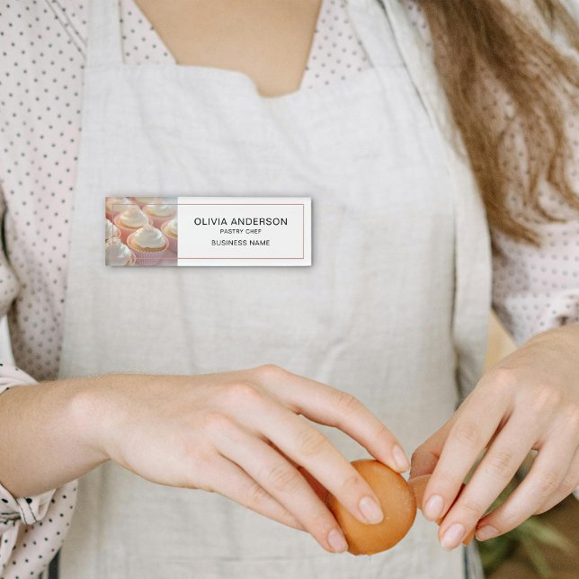 Bäckerei nach Maß Foto Weißes Geschäft Namenschild (Bakery Custom Photo White Business Name Tag)