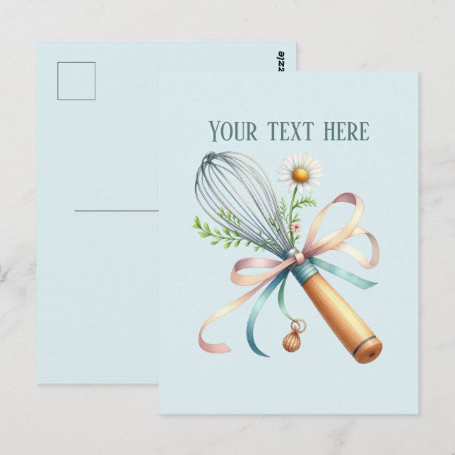 Bäckerei Nachricht Geschäftsname Schneebesen hinzu Postkarte (Vorne/Hinten)