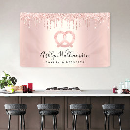 Bäckerei Nachtisch Konditorei Koch Rose Gold Glitz Banner