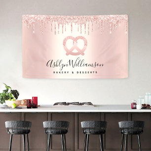 Bäckerei Nachtisch Konditorei Koch Rose Gold Glitz Banner