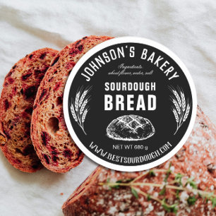 Bäckerei Name Sourdough Brot Loaf Vintage Bäckerei Runder Aufkleber