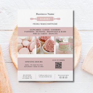 Bäckerei Nudelholz Weiß Rosa Geschäft Marketing Flyer