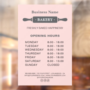 Bäckerei Öffnungszeiten Nudelholz Rosa Fensteraufkleber