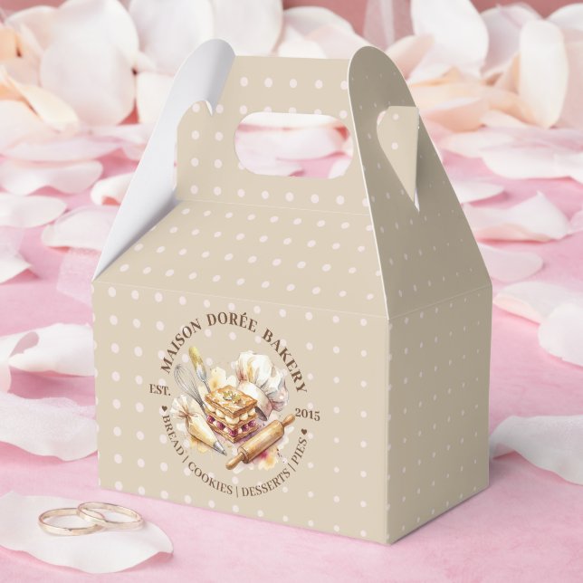 Bäckerei-Pâtissier-Wasserfarbe-Gold-Backen-Caterin Geschenkschachtel (Hochzeit)