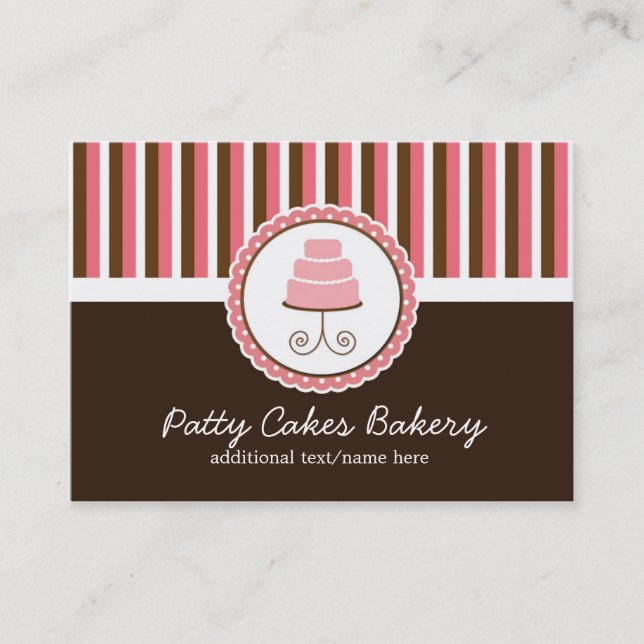 Bäckerei Pink Cake & Strips Chubby Business Card Visitenkarte (Vorderseite)