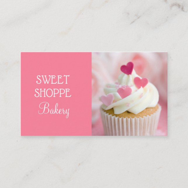 Bäckerei Pink Cupcake Business Cards Visitenkarte (Vorderseite)