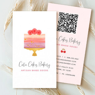 Bäckerei Pink Lila Kuchen QR-Code Konditor Modern Visitenkarte