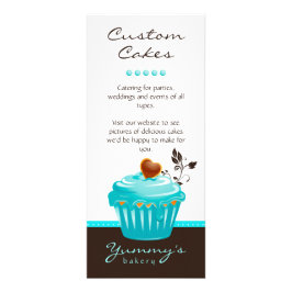 Bäckerei Rack Card Cupcake Blue Chocolate Brown Werbekarte
