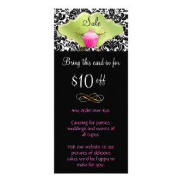 Bäckerei Rack Card Cupcake Pink Lime Green Elegant Werbekarte