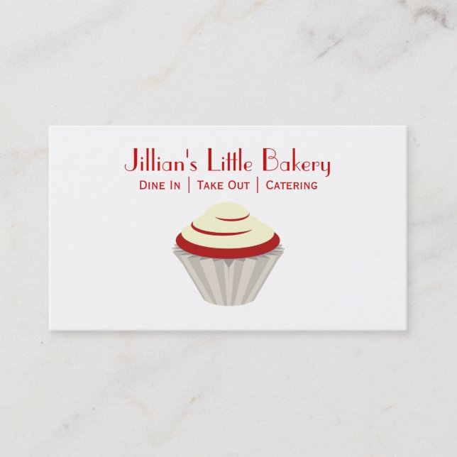 Bäckerei Red Velvet Cupcake Business Card Visitenkarte (Vorderseite)