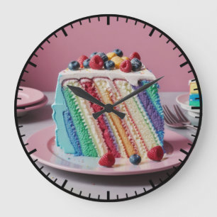 Bäckerei Regenbogentorte Gebäck Foodie Große Wanduhr