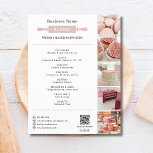 Bäckerei Rolling White und Pin Foto QR Pink  Flyer