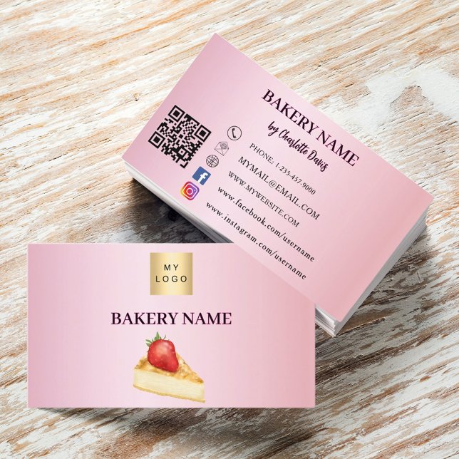 Bäckerei rosa Kuchen Gebäck QR-Logo Visitenkarte (Von Creator hochgeladen)